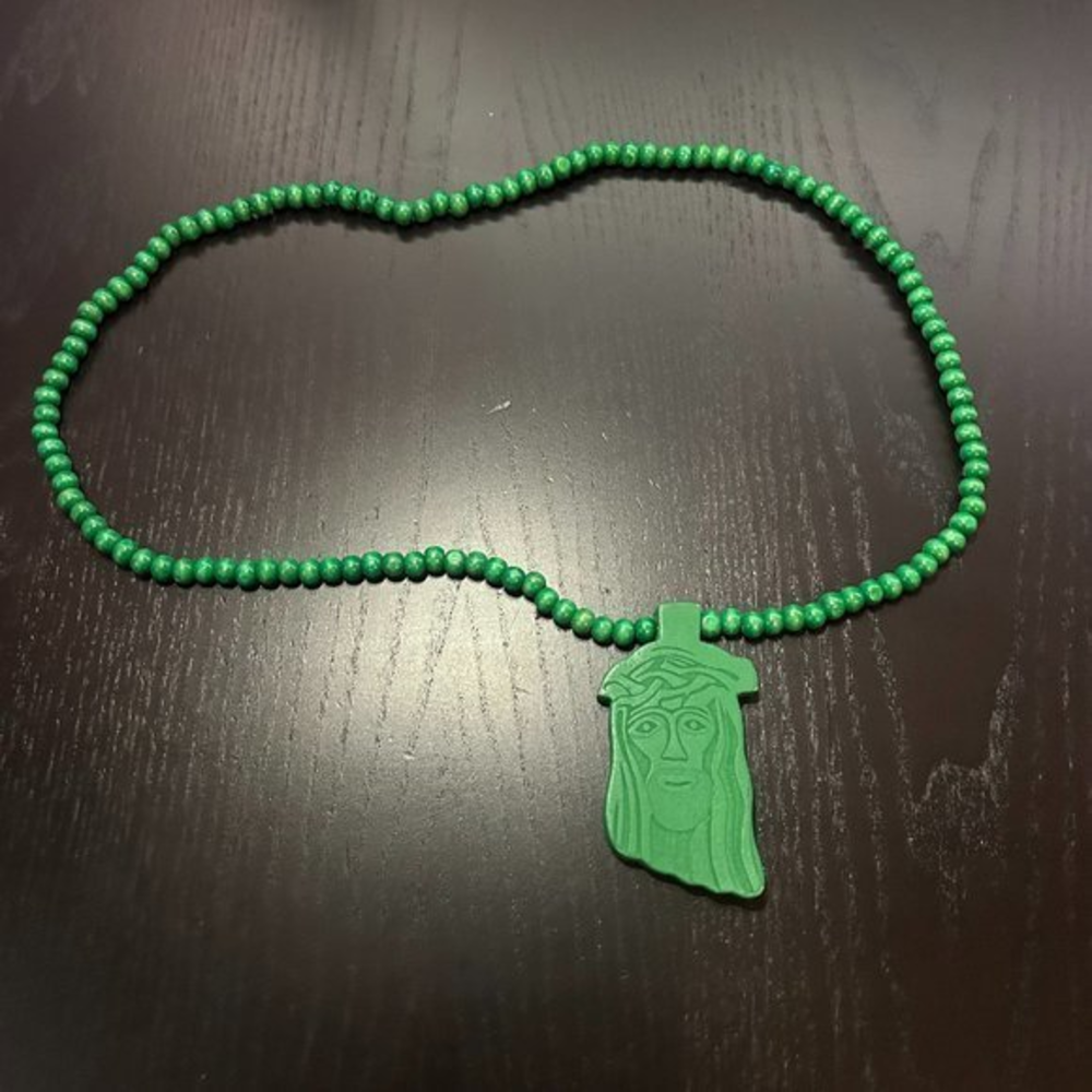 GoodWood‎ NYC Jesus Necklace Wooden Pendant Wooden Beaded